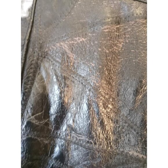 Legacy Leather Jacket Mens Sz Large Black Patchwork Design Zip Up Has Flaws VTG - Picture 6 of 8